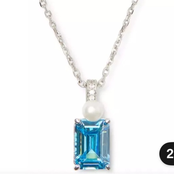 kate spade Jewelry - New Kate Spade Silver-Tone Cubic Zirconia & Faux Pearl Pendant Necklace
